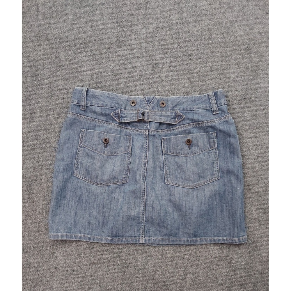 Polo Jeans Ralph Lauren Skirt Womens 8 Blue Vintage Mini Short Buckle Back Flag